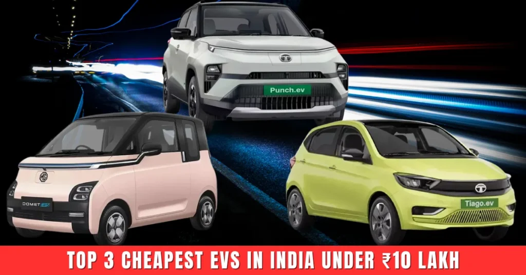 Top 3 Cheapest EVs in India Under Gé¦10 Lakh