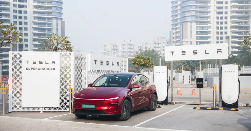 Tesla first charging station Gurugram
